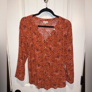 Women's Mason & Belle Dark Orange Floral Blouse